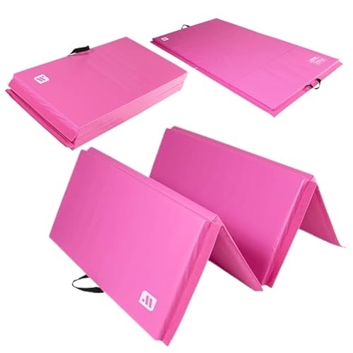 We Sell Mats - 4 ft x 8 ft x 2 in Premium Personal Fitness & Exercise Mat for Home Workout - Lightweight and Folds for Carrying – All Purpose Home Gym Mat – Thick Mat for Yoga, Pilates, Stretches - color: Pink
