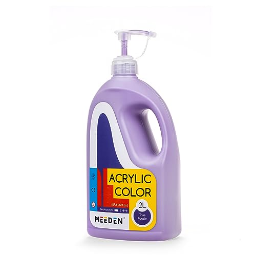 MEEDEN Purple Acrylic Paint with Pump Lid, 1/2 Gallon (2L /67.6 oz.) Soft Body Non-Toxic Rich Pigment Color, Perfect for Art Class, Wall Painting, Painting Party & Creative DIY - color: Purple