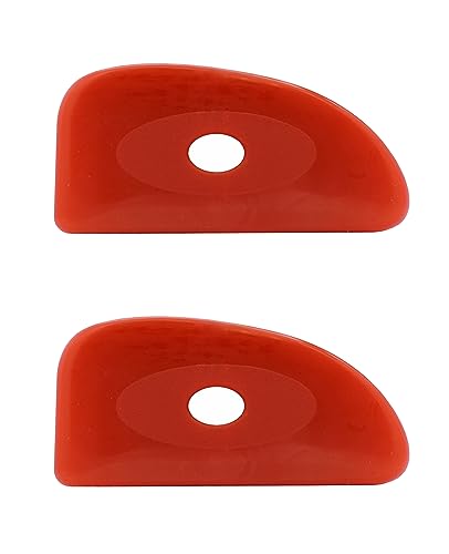 Creative Hobbies Red Soft Silicone Pottery - Pack of 2 | Ultra-Soft Ceramic Sculpting Tool for Smooth Finishing and Removing Finger Marks | Essential Tool for Potters (Shape 4) - color: Shape 4
