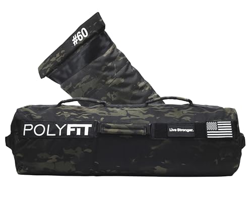 Polyfit Workout Sandbag Pro - Exact Sizing with Triple Closure Filler Bag - color: BLACK CAMO, size: 60 LB