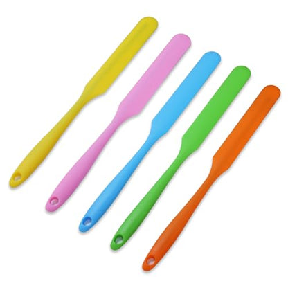 5 Pcs Silicone Jar Spatulas,Jar Scraper with Long Handle | Non-stick Heat Resistant Jam Spreader Cake Cream Butter Spatulas for Butter Cake Cream Icing Cooking Kitchen Baking(5 Colors)