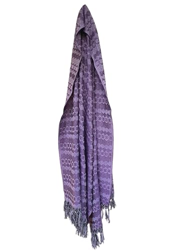 Del Mex Mexican Rebozo Shawl Blanket Doula - color: Lavender/White, size: Regular (6 ft x 2.5 ft)