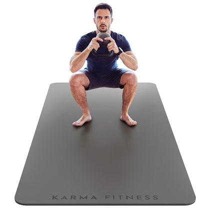 Large Workout Mat - 10mm Extra Thick Exercise Mat & Wide Yoga Mat, 72"x32" - color: Grey