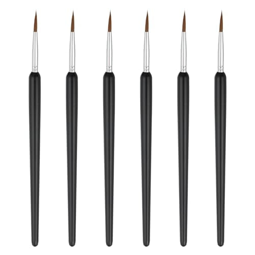 MECCANIXITY Miniature Detail Paint Brushes, 17mm Round Pointed Small Fine Tip Micro Paint Brushes for Fine Model Craft Art Face Acrylic Painting Oil Watercolor(Black, Pack of 6) - color: Black, size: 17mm
