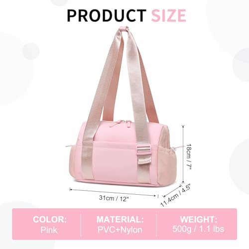 Mini Gym Bag, Small Gym Bag w/Wet Compartment for Women Pink - color: Pink
