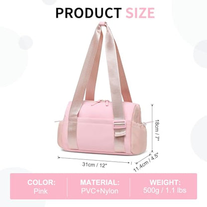 Mini Gym Bag, Small Gym Bag w/Wet Compartment for Women Pink - color: Pink