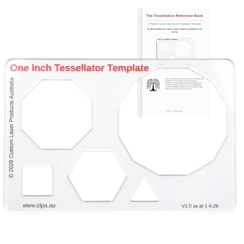 One Inch Tessellator Template, Geometric Stencil for Tessellation Drawing | Australian Designed and Made; Triangle; Square; Hexagon; Octagon and Dodecagon Shapes; PETG Craft and Drawing Template