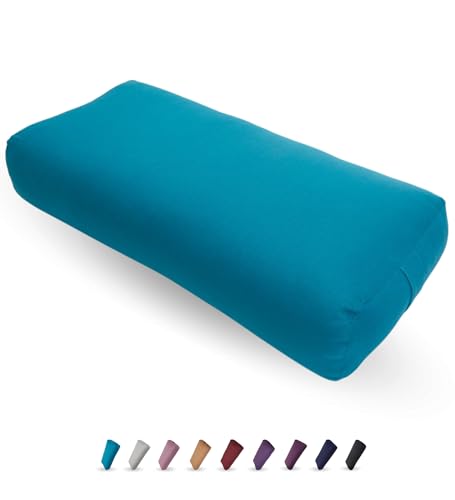 Everyday Yoga Bolster and Yoga Strap Set, Rectangular Meditation Pillow, Firm Support for Restorative Yoga - Peacock - 10ft Length