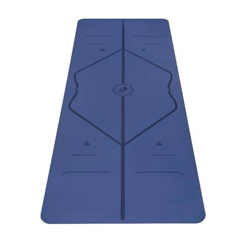 Liforme Classic Yoga Mat - Patented Alignment Design, Ultimate Grip | Eco-friendly, Non-Toxic, Sweat-Resistant, long, wide, 4.2mm thick mat for comfort, recommended for Hot Yoga, Free Yoga Bag - color: Dusk Blue