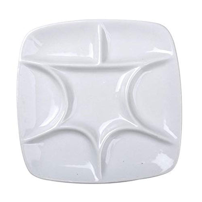 MEEDEN 7-Well Square White Porcelain Artist Paint Palette for Watercolor Gouache Acrylic Oil Painting, 5-4/5-Inch - style: SQUARE