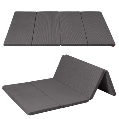 MeMoreCool Foldable Kids Floor Mattress, 6x4 FT Tatami Futon Mat, Dark Grey | Thicken Foam Sleeping Crawling Pad for Children Play Area, Playroom Floor Play Mat - color: Corduroy Dark Grey