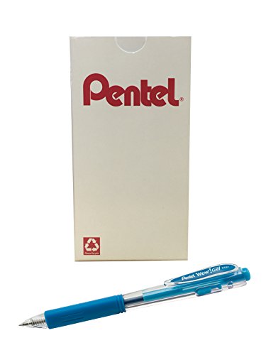 Pentel Wow! Retractable Gel Pen, 0.7mm, Medium, Sky Blue Ink, Box of 12 (K437-S) - color: Sky Blue, size: 12 Count (Pack of 1)
