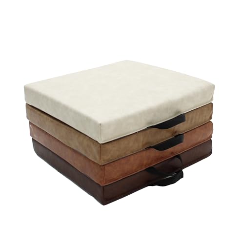 Factory Direct Partners Rustic Kid 15 inch Square Floor Cushions with Handles, Distressed Faux Leather, Flexible Seating for Home, Playroom, Montessori, Daycare, Classroom (4-Piece), 12227-DA - style: Square