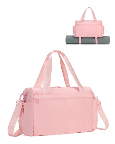 Small Gym Bag, Mini Gym Bag with Yoga Mat Holder & Wet Compartment, Pink - color: Pink