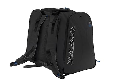 KULKEA Speed Pack Ski Boot Backpack - Ski Boot Bag With Open Pack Design - Durable, Spacious, Water Resistant Gear & Boot Storage - color: Eco Black/Blue