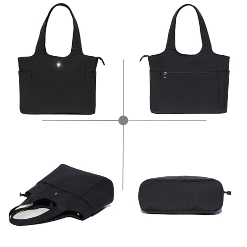 ESVAN Yoga Tote Bag Mat bag Women Shoulder Bags Carryall Tote for Travel Office Workout Gym Nurse Beach - color: Black