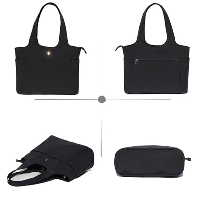 ESVAN Yoga Tote Bag Mat bag Women Shoulder Bags Carryall Tote for Travel Office Workout Gym Nurse Beach - color: Black