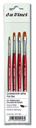 da Vinci Brushes 5511A2 5880 Spin Flat (Sizes 2,4,6,8) Artist Brush Set, Black 4 - style: Spin Flat Set