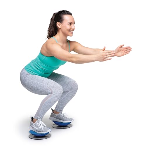 OPTP Dynamic Duo Balance & Stability Trainers – Blue, Set of 2, 8 1/4" | Balance trainer set for core strength, foot & ankle strengthening, injury recovery, PT & rehab, Includes slip-resistant base
