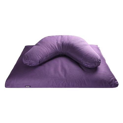 Hugger Mugger V-Shaped Meditation Cushion - Provides Support in Cross-Legged Sitting, Promotes Healthy Posture, Handmade in The USA - color: Plum