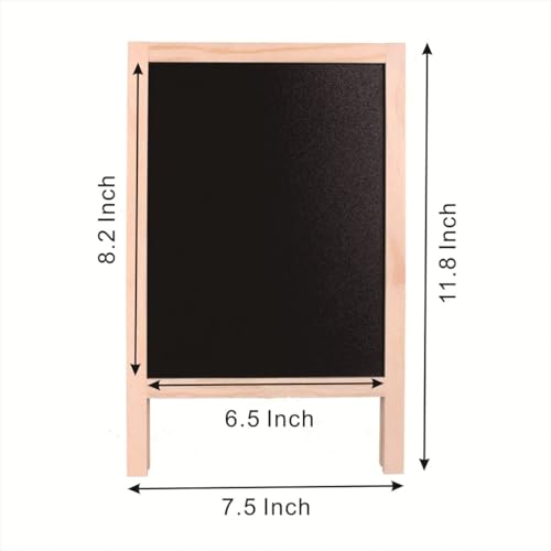 Small Wooden Tabletop Chalkboard Easel Signs with Stand, Folding A Frame Double-Sided Chalkboard Easel Sidewalk Board, Mini Food Signs Menu Board Message Display Board, Black(7.5" x 11.8")