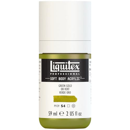 Liquitex Soft Body Acrylic Paint, 2-oz Bottle, Green Gold | Low Viscosity, Highly Pigmented, Satin Finish, Retains Subtle Brush Strokes, Great Surface Coverage, Highly Versatile - color: Green Gold, style: 2-oz Bottle