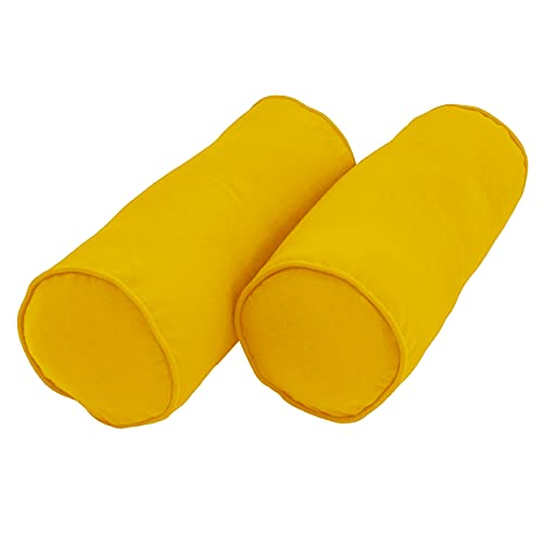 Blazing Needles Double-Corded Solid Twill Bolster Pillows with Inserts (Set of 2), 20" x 8", Sunset - color: Sunset