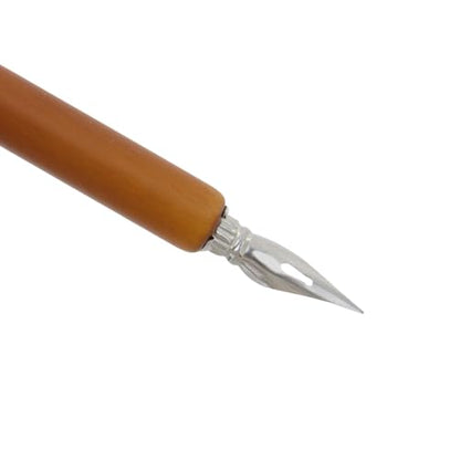 Dip Pen Set 1pcs Wooden Pen Nib Holder 6pcs Stainless Steel Replacement Fountain Pen Nibs for Calligraphy Drawing Signing Sketch Painting Writing (Brown) - color: Brown