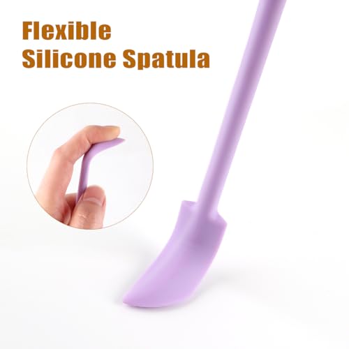 Silicone Spatula Set 6Pcs, Mini Jar Scraper for Makeup & Food | Mini spatulas reach every last drop in jars and bottles, reducing waste for food, cosmetics and personal care products. - color: Purple