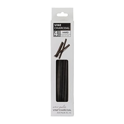 Pacific Arc Artist Vine Charcoal Sticks and Smooth Drawing Charcoal Parent (Hard 4 Pack) - style: Hard | 4 Sticks