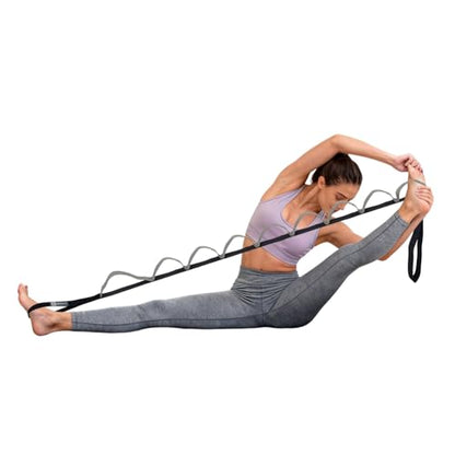A AZURELIFE Half-Elastic Stretch Straps with 11 Loops, Stretching Strap for Physical Therapy, Multi-Loop Yoga Strap Fitness Exercise Strap for Yoga, Pilates, Dance, Flexibility&Exercise - color: Half Elastic-Gray