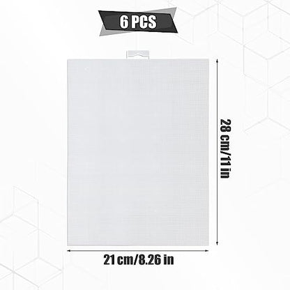 6pcs Plastic Mesh Canvas Sheets | 14 CT Clear for Embroidery Making, Cross Stitch Aida Screen for Crafts DIY Crochet Projects (11x8.2 inch) - style: Style A