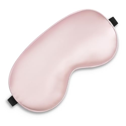 Silk Sleep Mask, Blackout Eye Mask for Sleeping with Adjustable Strap - color: Light Pink