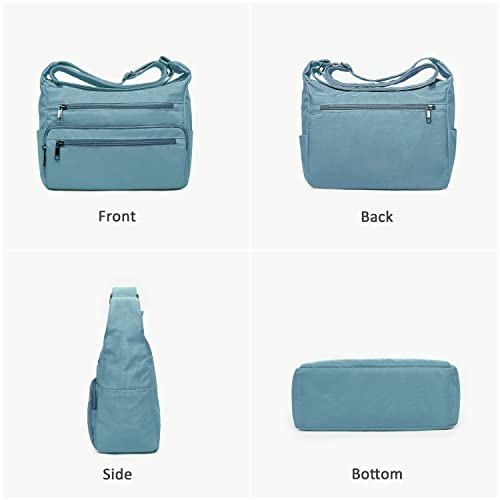 VOLGANIK ROCK RFID Purses for Women Fabric Nylon Multi Pocket Crossbody Bag Ladies Travel Handbag - color: Haze Blue, size: Standard