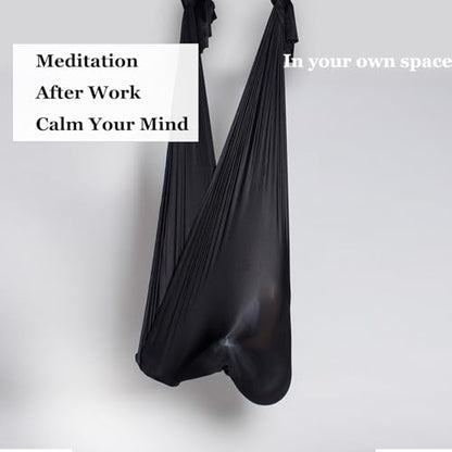 F.Life Aerial Silk Yoga Hammock & Swing for yoga Inversion,Strength training,starter hardware kit - color: black