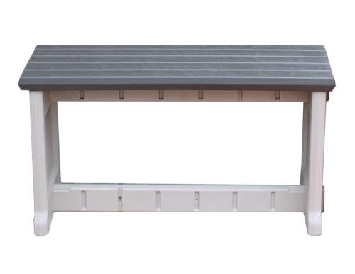 Bench, Deep Grey Top with Warm Grey Sides, 1 Pack - Proudly Made in The USA, Click and Lock Hardware-Free Assembly, Durable and Stylish Outdoor Seating - color: Deep Grey/Warm Grey, size: 1 Pack