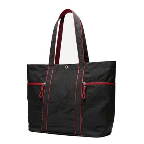 Large Tote Bag for Women Nylon Shoulder Bags for Women Lightable Shoulder Purses Gym Tote for Travel Yoga Work Dance - color: A2-black