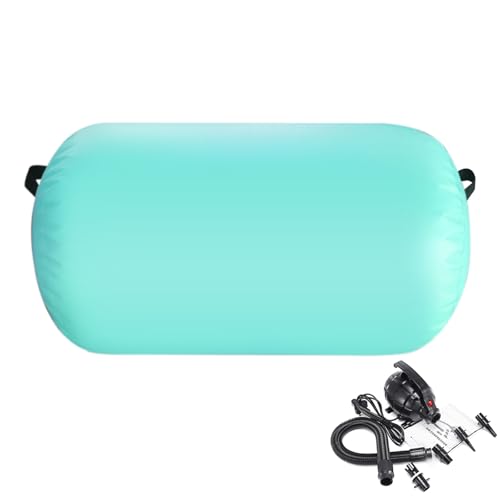 Inflatable Air Roller Mat with Pump for Gymnastics Training - color: mint green+pump, size: length 100cm,diameter 60cm