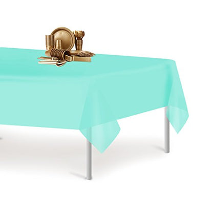 Aqua 1 Pack Premium Disposable Plastic Tablecloth 54 Inch. x 108 Inch. Rectangle Table Cover - color: Aqua, size: 1 Pack Rectangle