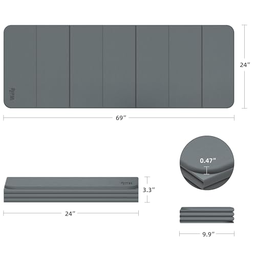 WEILA 1/2 Inch 70"x24" Foldable TPE Yoga Mat, Thick Non Slip Pilates Mat - color: Metallic