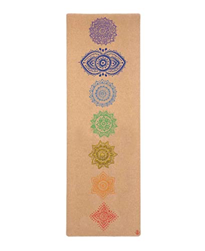 Shakti Warrior Chakra Cork Yoga Mat, Extra Long, 84 x 27 Inch, 2mm Thick