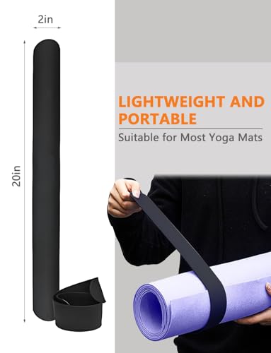2 Pcs Yoga Mat Strap, Yoga Mat Scrunchie Slap Band for Carrying & Storage - Secure for Travel, Fits Most Standard Mats - color: Black
