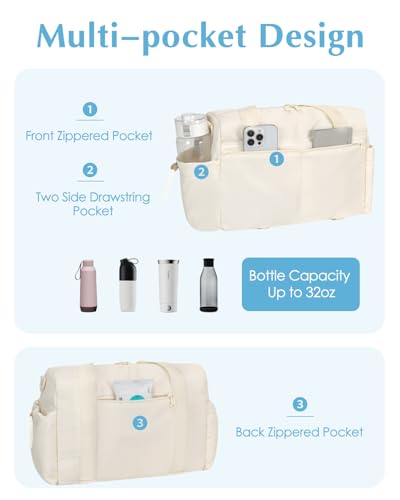 Small Gym Bag, Mini Gym Bag with Yoga Mat Holder & Wet Compartment, Beige - color: Beige