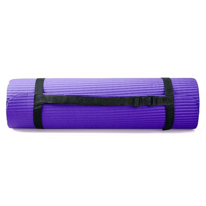 BalanceFrom 7-Piece Yoga Set with 71x24x0.5 Inches Extra Thick Mat and Carrying Sling – Includes 2 Blocks, Stretch Strap, 2 Towels, and Knee Pad for Home, Studio, and Gym Workouts - color: Purple