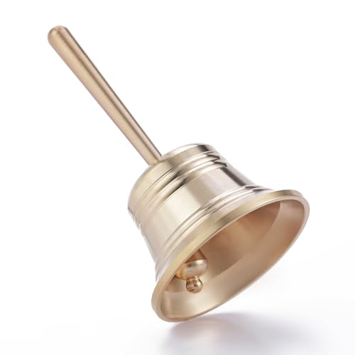 Small Solid Brass Hand Call Bell for Dinner Teacher Handbell (M) - size: Medium
