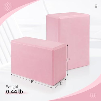 Yoga Blocks 2 Pack, 9"x6"x3" High-Density EVA Foam Yoga Block, Non-Slip Yoga Blocks for Yoga, Pilates Meditation, Stretching and Toning, Supportive, Latex-Free - color: Pink