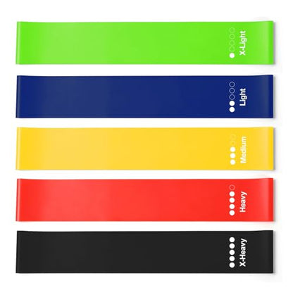 5 Pack Elastic Resistance Bands Set for Hip & Leg Workouts - Multi-Level Loop Exercise Bands for Home Gym, Yoga, Pilates & Strength Training