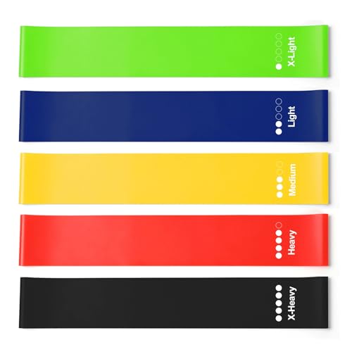 5 Pack Elastic Resistance Bands Set for Hip & Leg Workouts - Multi-Level Loop Exercise Bands for Home Gym, Yoga, Pilates & Strength Training