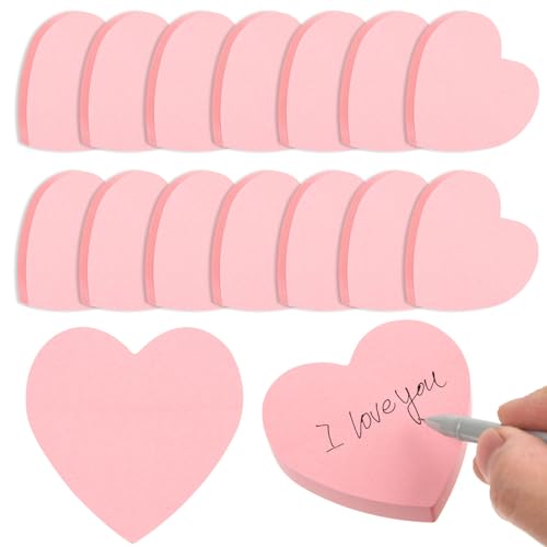 1500 Sheets Heart Shaped Sticky Notes 3x3 Inch Light Pink Sticky Notes Cute Sticky Memo Pads Self Stick Note Pads for Home Office School Business Valentine's Day Supplies, Removable and Easy to Post - color: Light Pink, size: 15 Pads