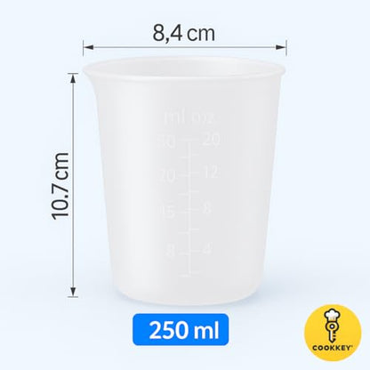 4-Pack Silicone Measuring Cups for Resin – 600ml, 350ml, 250ml Reusable Non-Stick Mixing Cups with Accurate Scale for Crafts, Baking, and DIY Projects - COOKKEY